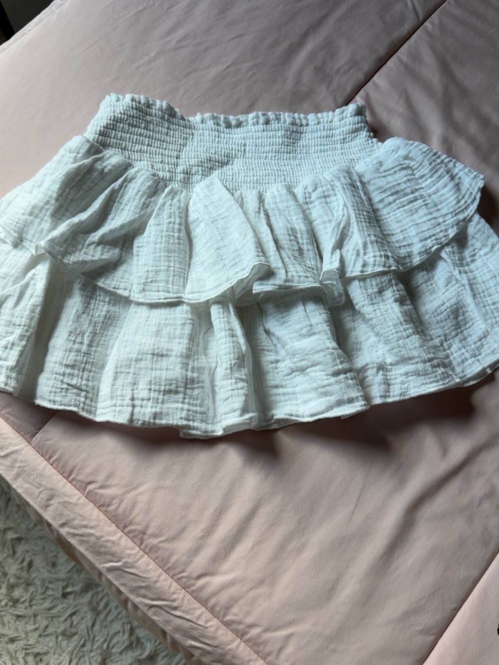 Katie J NYC White Smocked Strapless Top